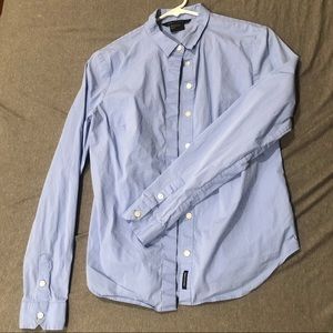 Armani Exchange baby blue long sleeve button up